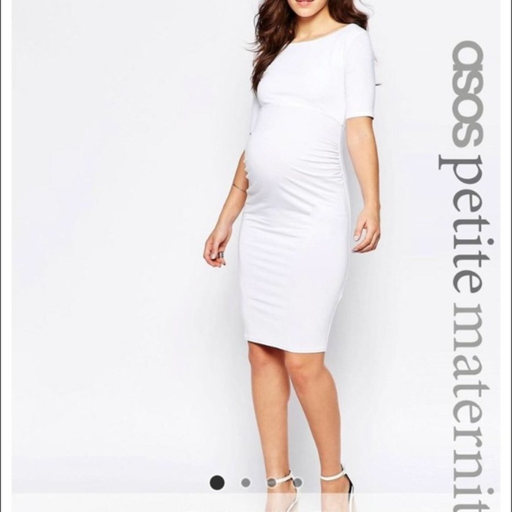 ASOS white fitted maternity dress